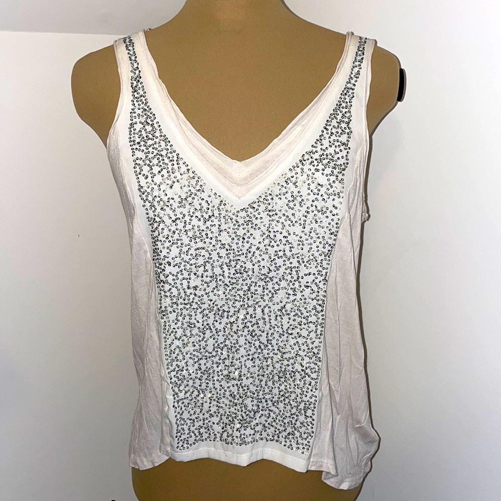 Beaded Bodice Cream Tank